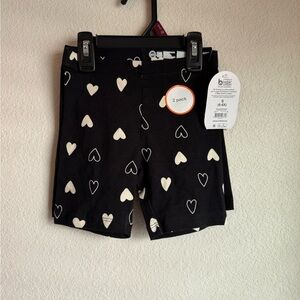 Wonder Nation Black and Black with White Heart Shorts size S 6/6X-NWT